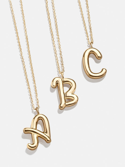 Bubble Script Initial Necklace - Gold