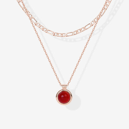 Carnelian & Aventurine Gemstone Layered Necklace