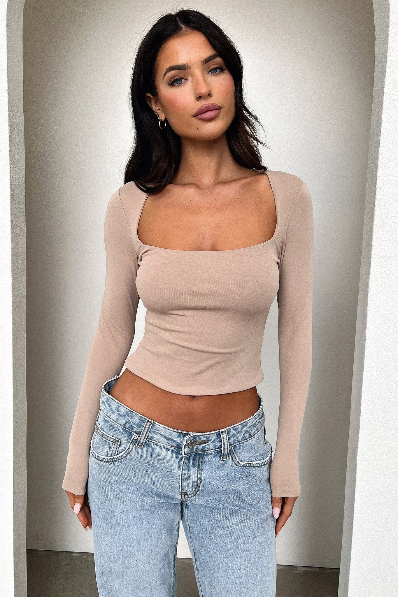 Andre Long Sleeve Top - Beige